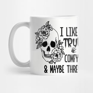 Funny Pretty True Crime Gift with Floral Skull Mug